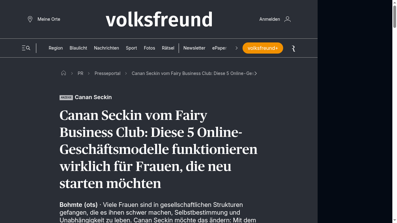 Artikel in Volksfreund: 5 Online-Geschäftsmodelle, die wirklich funktionieren